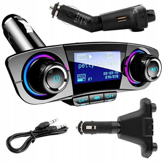 Daugiafunkcis FM siųstuvas Bluetooth USB 5.0 8-in-1