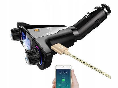 Daugiafunkcis FM siųstuvas Bluetooth USB 5.0 8-in-1
