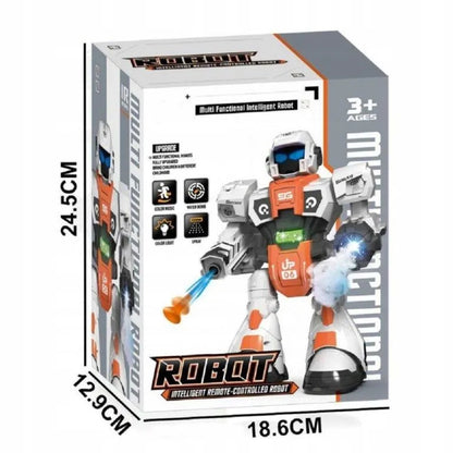 Daugiafunkcis nuotoliniu būdu valdomas robotas, šaudo strėlytėmis, skleidžia garus ir šoka