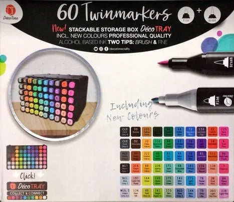 „DecoTime“ dvipusiai akvareliniai markeriai „Brush & Fine“, 60 vnt., 51-0