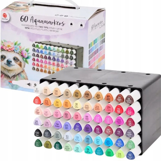 „DecoTime“ dvipusiai akvareliniai markeriai „Brush & Fine“, 60 vnt., 51-0