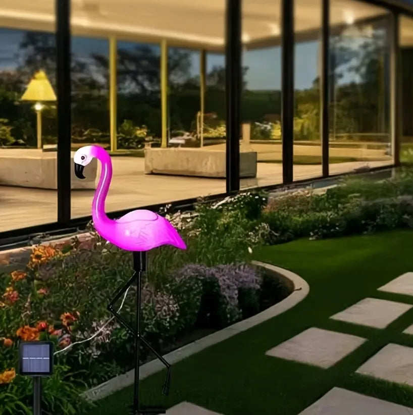 Dekoratyvinė saulės energija varoma LED sodo lempa Flamingas 53 cm