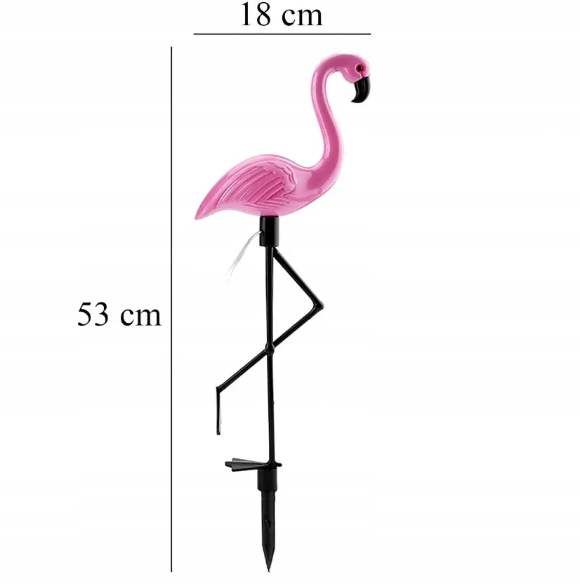 Dekoratyvinė saulės energija varoma LED sodo lempa Flamingas 53 cm