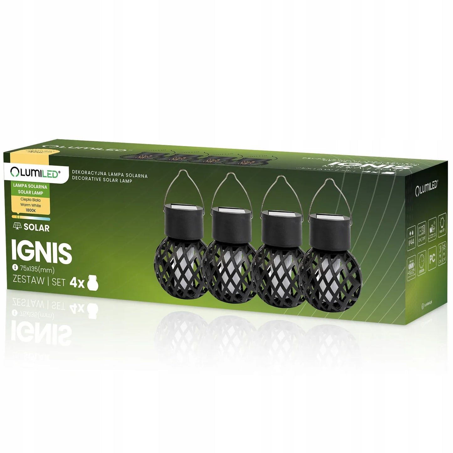 Dekoratyviniai saulės LED žibintai Lumiled IGNIS 4 vnt.
