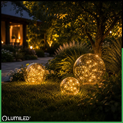 Dekoratyvinis lauko saulės energija maitinamas LED šviestuvas-burbulas, 20 cm
