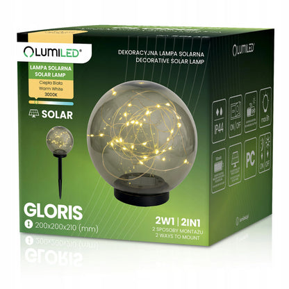 Dekoratyvinis lauko saulės energija maitinamas LED šviestuvas-burbulas, 20 cm