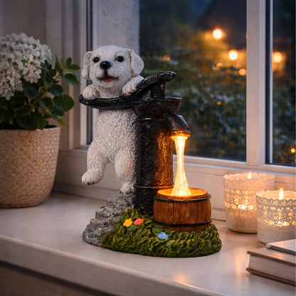 Dekoratyvinis saulės energija maitinamas LED sodo šviestuvas šuniukas