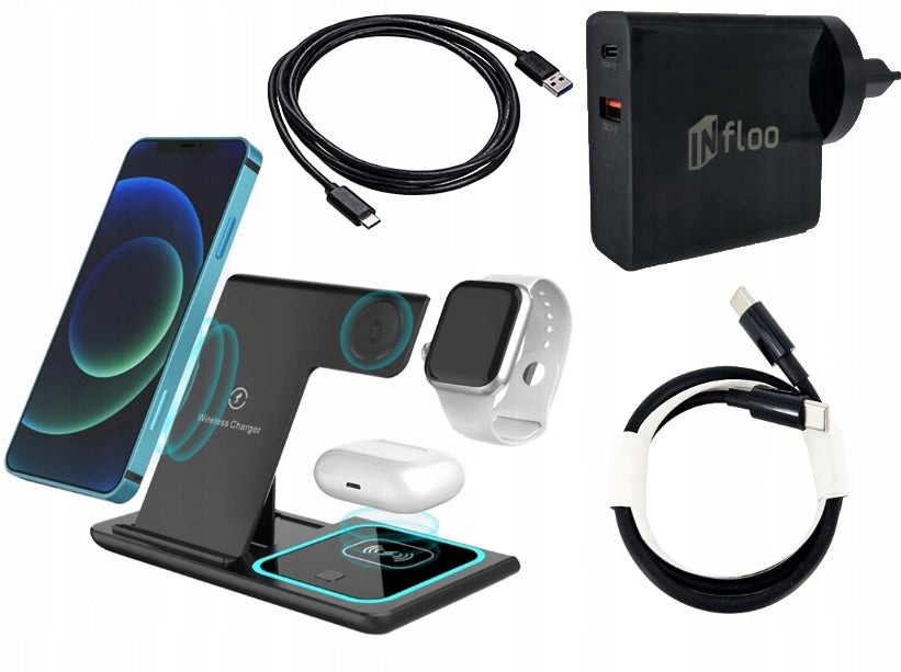 Įkrovimo rinkinys GaN 65W įkroviklis + 3in1 indukcinis įkroviklis + 1M kabelis