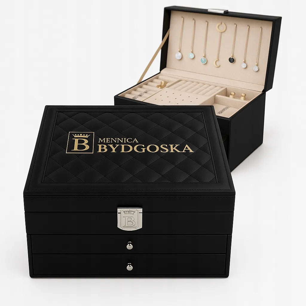 Didelė papuošalų dėžutė juoda elegantiška dėžutė organizatorius kasetė