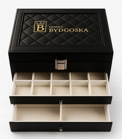 Didelė papuošalų dėžutė juoda elegantiška dėžutė organizatorius kasetė