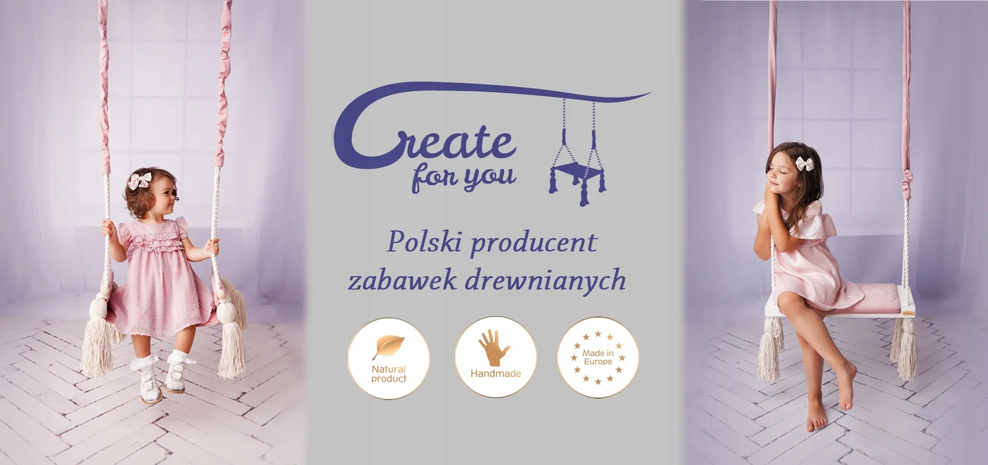 Didelės medinės vaikiškos sūpynės namams, dygsniuotos, SMĖLINĖS