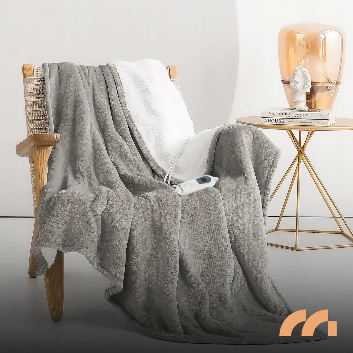 Didelis elektrinis šildomasis pledas Maltec CozyHeat120W Grey, 180 × 130 cm, su laikmačiu ir valdikliu