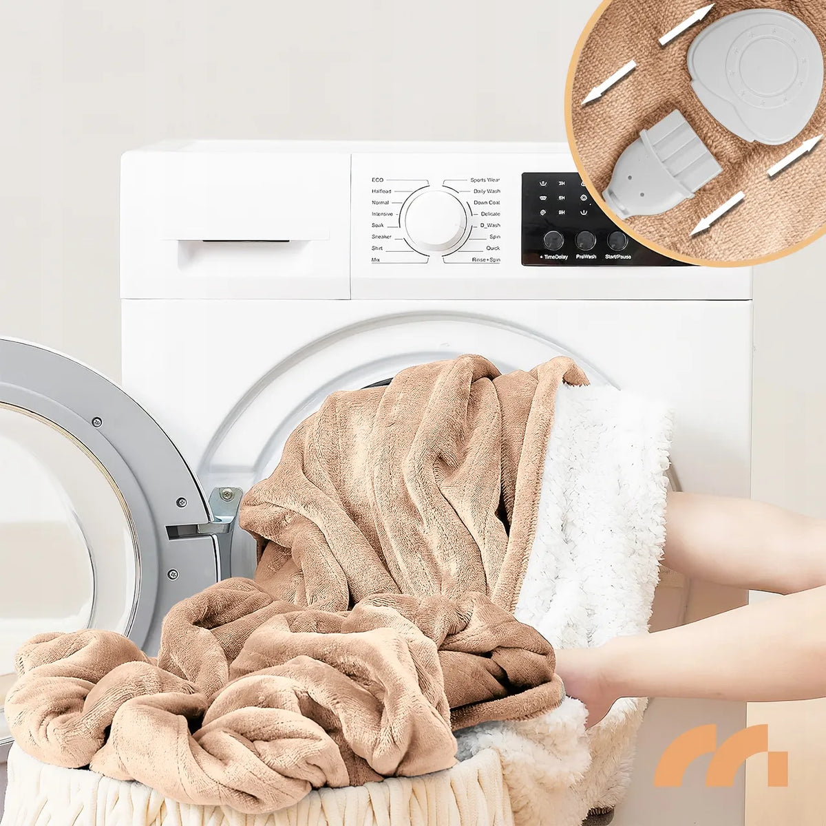 Didelis elektrinis šildomasis pledas Maltec CozyHeat160W Beige, 180 × 160 cm, 160 W, su laikmačiu ir valdikliu