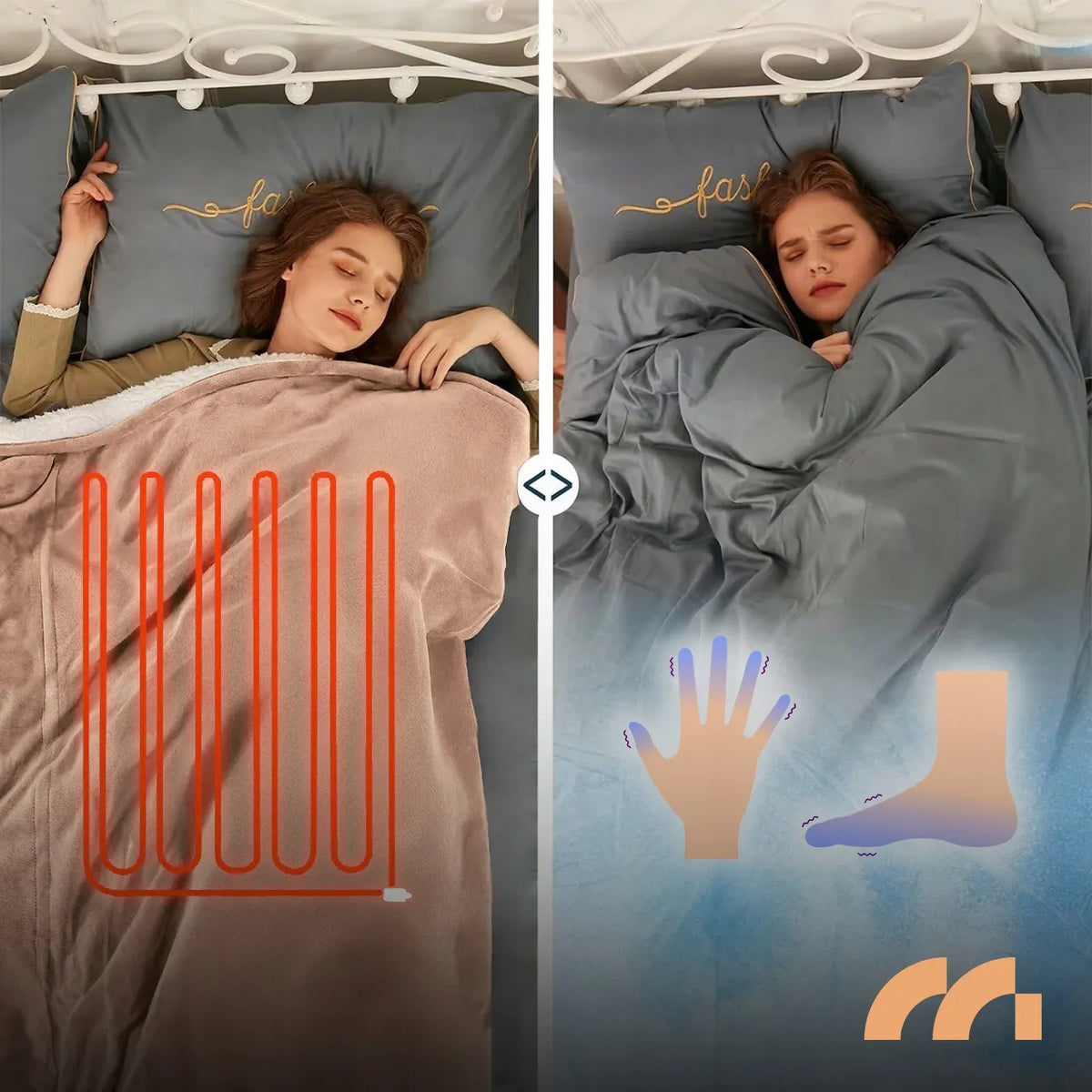 Didelis elektrinis šildomasis pledas Maltec CozyHeat160W Beige, 180 × 160 cm, 160 W, su laikmačiu ir valdikliu