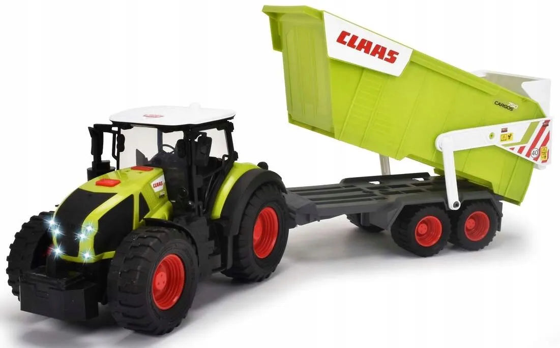 Didelis interaktyvus traktorius su priekaba Claas su šviesos ir garso efektais 64 cm
