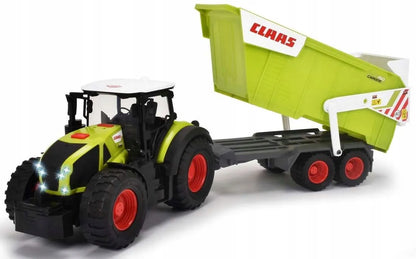 Didelis interaktyvus traktorius su priekaba Claas su šviesos ir garso efektais 64 cm