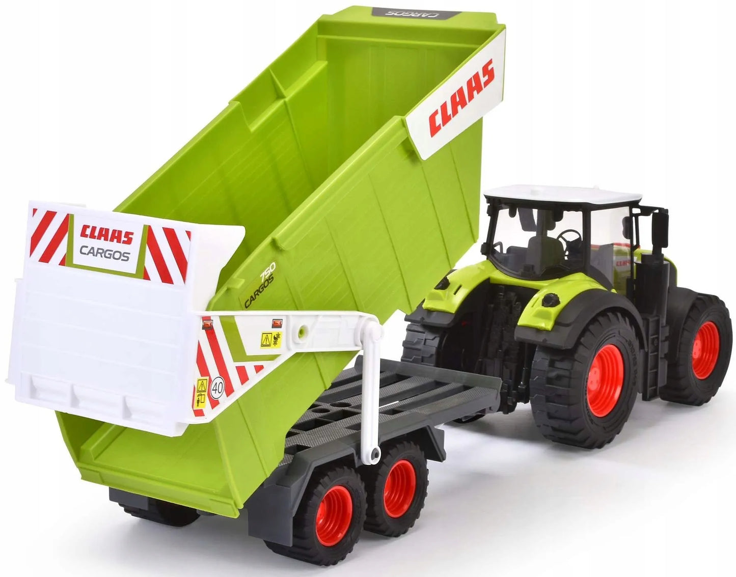 Didelis interaktyvus traktorius su priekaba Claas su šviesos ir garso efektais 64 cm