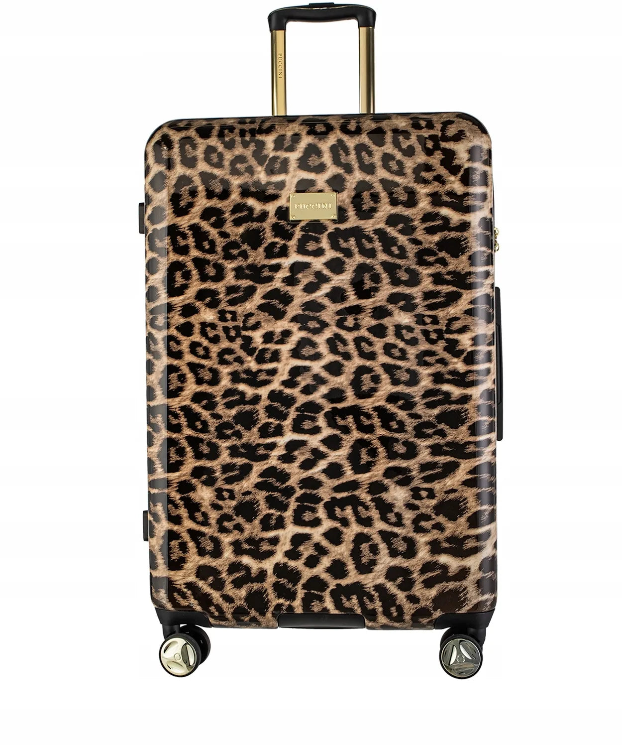 Didelis kietas lagaminas su ratukais PUCCINI Beverly Hills, leopardo raštas