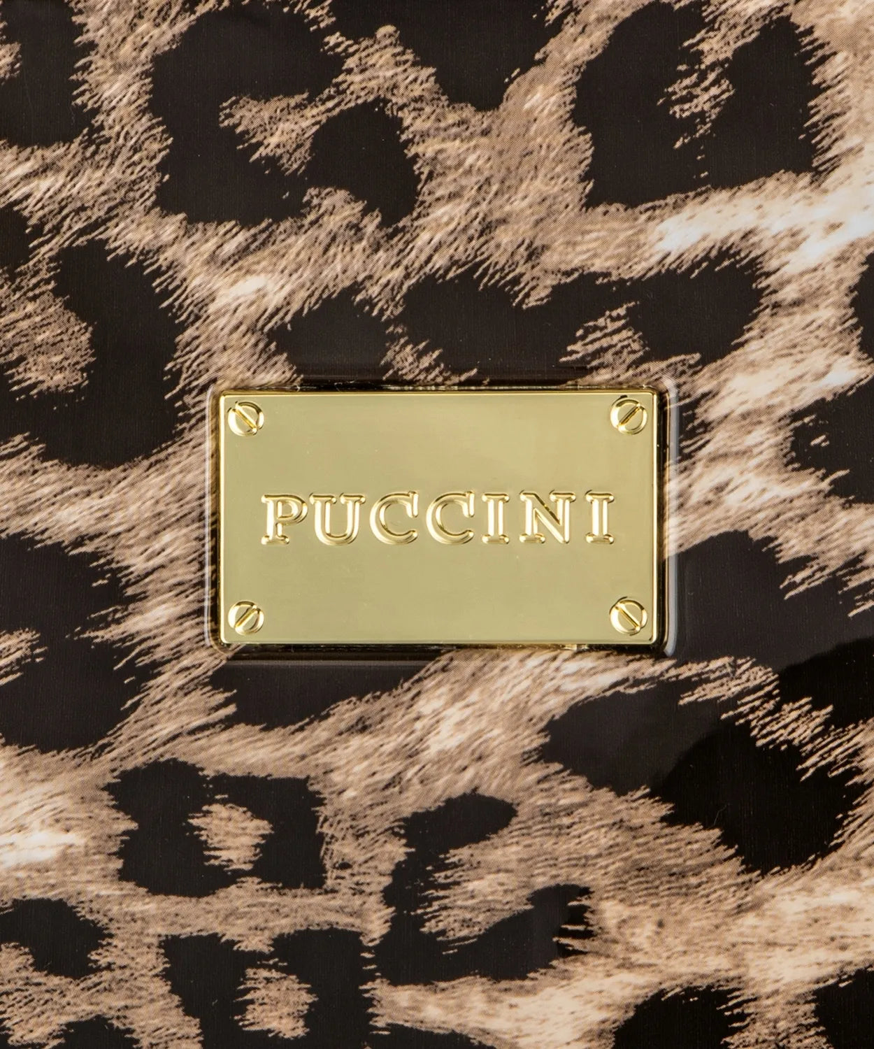 Didelis kietas lagaminas su ratukais PUCCINI Beverly Hills, leopardo raštas
