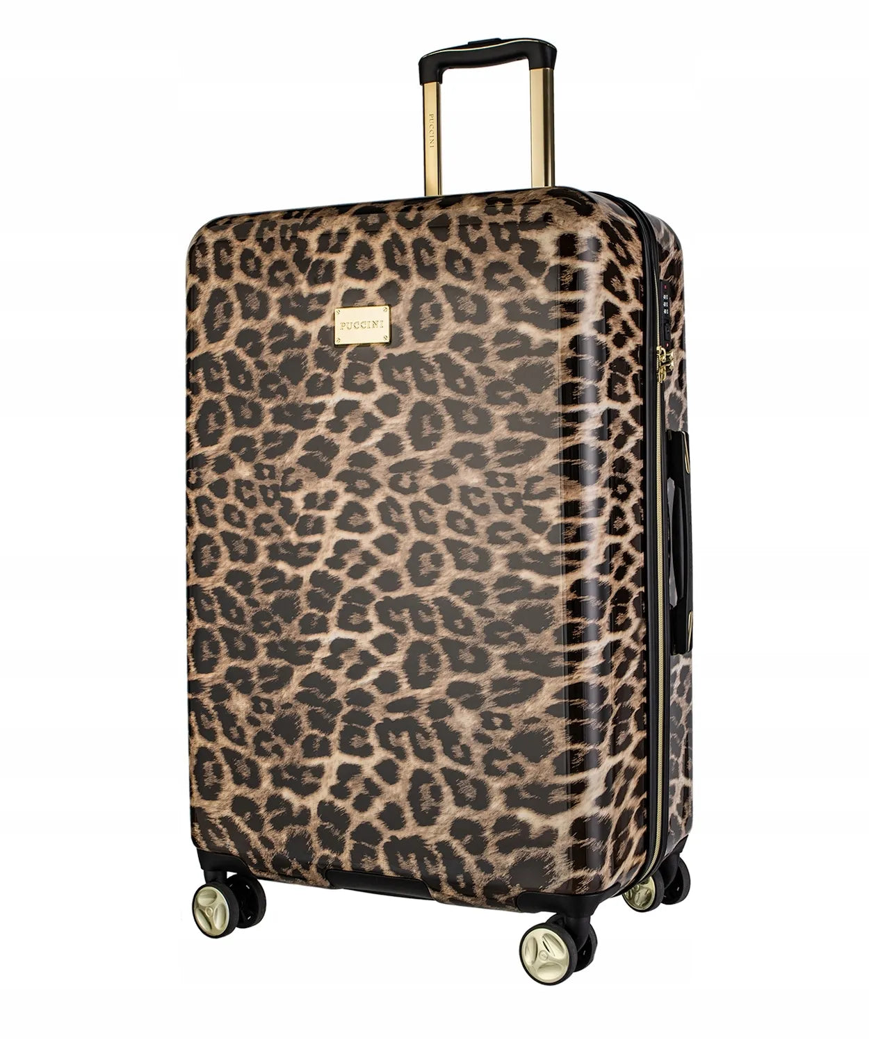 Didelis kietas lagaminas su ratukais PUCCINI Beverly Hills, leopardo raštas