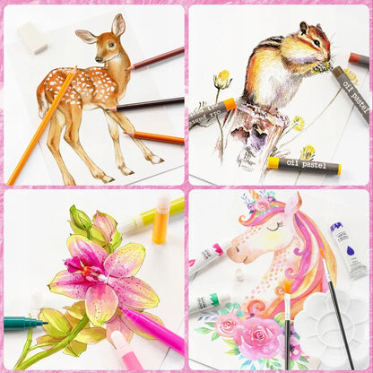 Didelis meninis piešimo ir tapymo rinkinys vaikams 145 dalių