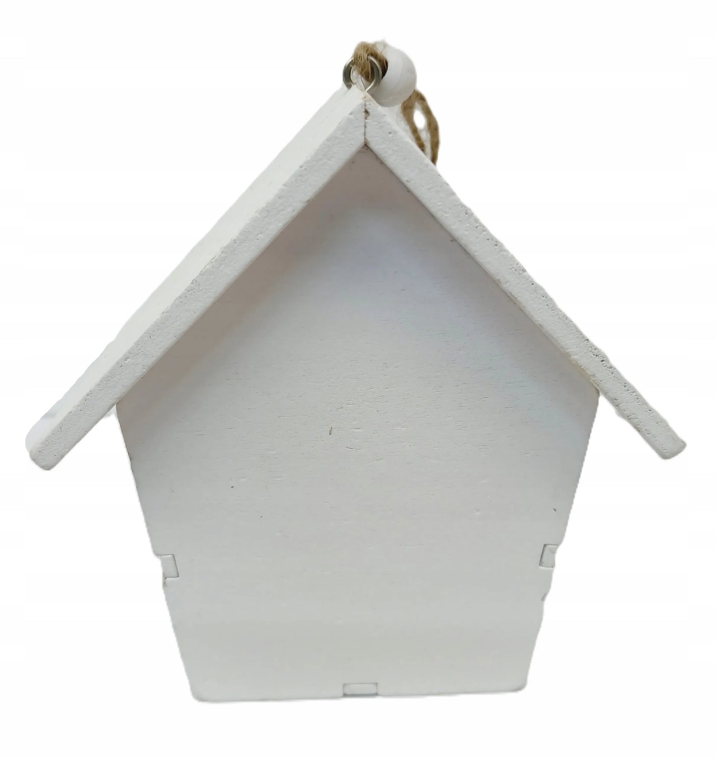 DIDELIS pakabukas paukščių namelis, balta folkloro stiliaus 3D gėlės 11,5x7cm