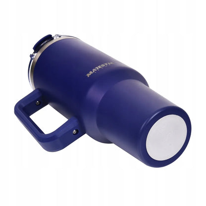 Didelis plieninis termopuodelis su šiaudeliu Majestic Sport Uno, tamsiai mėlynas, 1200 ml