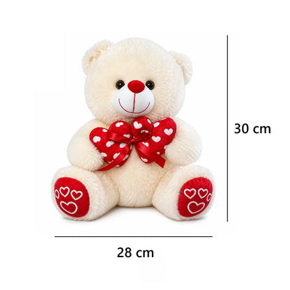 Didelis pliušinis meškiukas su širdele, 30 cm – puiki dovana merginai ar vaikui