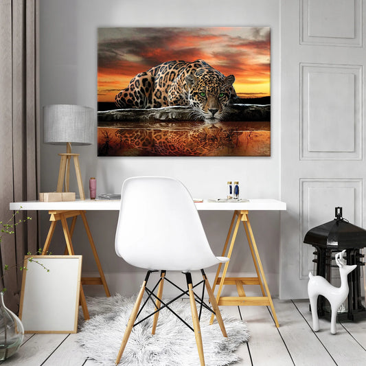 Didelis tigro paveikslas ant drobės su rėmu, safari gyvūnai, 100 × 70 cm