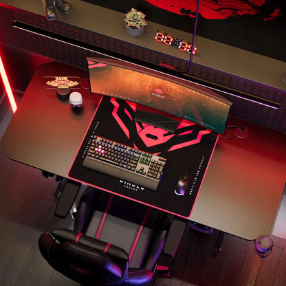 Didelis žaidimų stalas DIABLO X-MATE 1600, 160 cm, juodas, su laikikliais ir pelės kilimėliu
