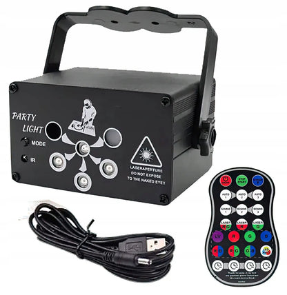 Diskotekinis lazerinis projektorius „MusicMate 6Hole“ su LED ir stroboskopo efektais