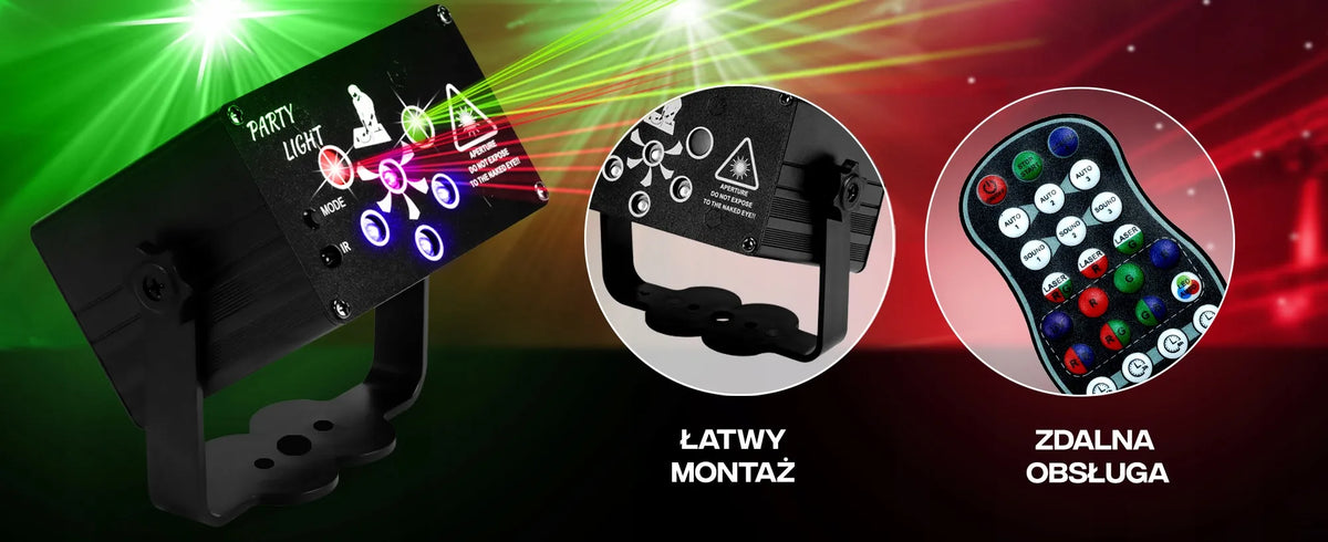Diskotekinis lazerinis projektorius „MusicMate 6Hole“ su LED ir stroboskopo efektais