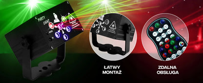 Diskotekinis lazerinis projektorius „MusicMate 6Hole“ su LED ir stroboskopo efektais