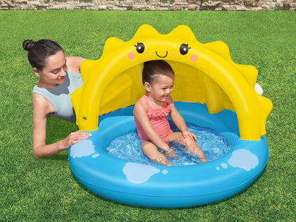 Pripučiamas baseinas vaikams Bestway su skėčiu nuo saulės, minkštu dugnu, 101 cm