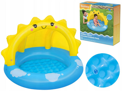 Pripučiamas baseinas vaikams Bestway su skėčiu nuo saulės, minkštu dugnu, 101 cm
