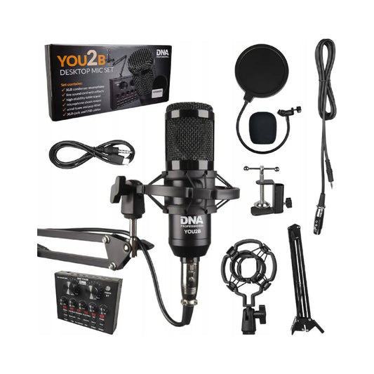 DNA YOU2B mikrofono rinkinys su garso sąsaja, stovu ir laidais
