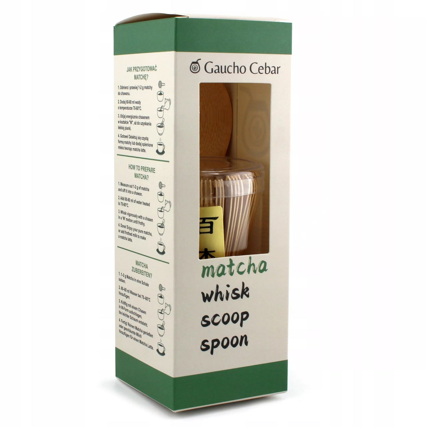 Dovanų rinkinys tradicinė Matcha 100g, priedai: Chasen, Chashaku, šaukštelis