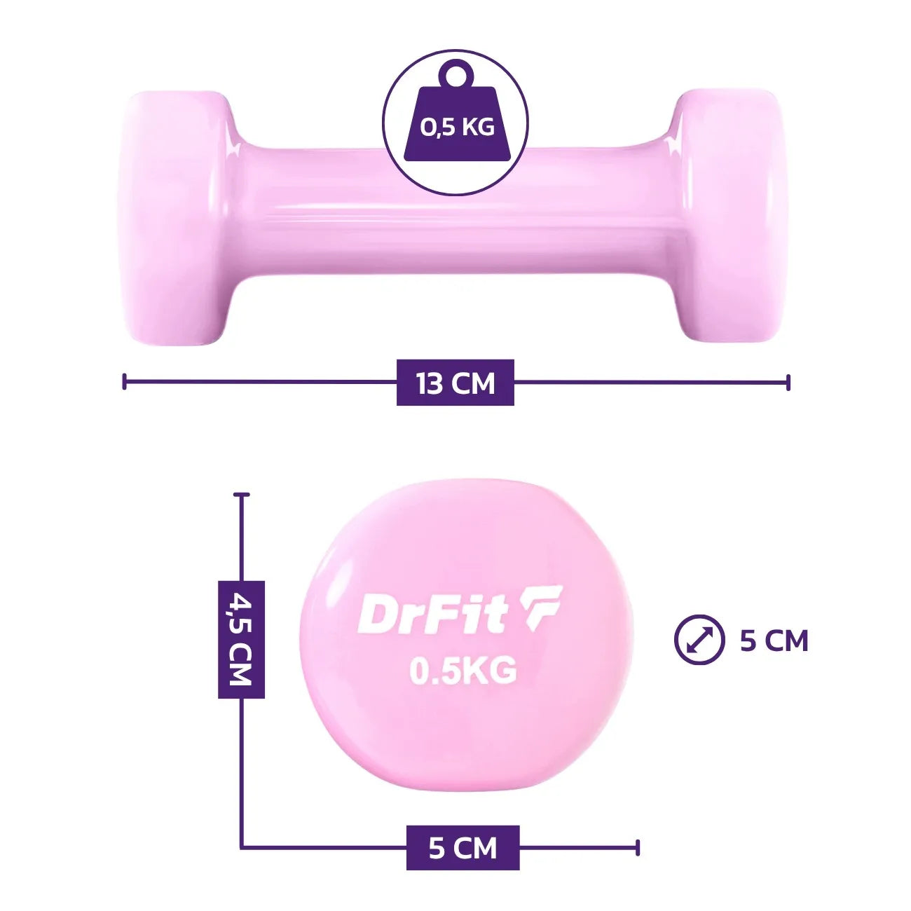 DrFit 6 hanteli rinkinys su stovu, 6 kg (2x 0,5 kg, 2x 1 kg, 2x 1,5 kg)