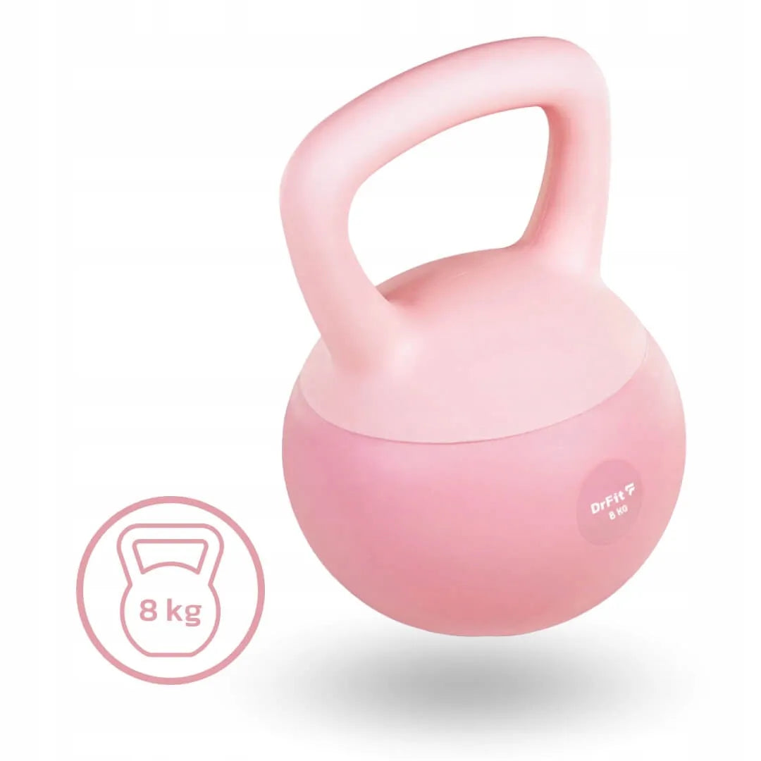 DrFit 8 kg rožinis vinilinis kettlebell svarmuo treniruotėms
