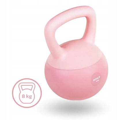 DrFit 8 kg rožinis vinilinis kettlebell svarmuo treniruotėms