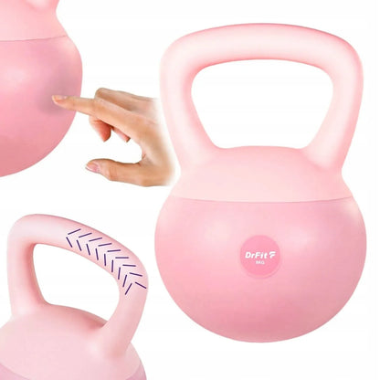 DrFit 8 kg rožinis vinilinis kettlebell svarmuo treniruotėms