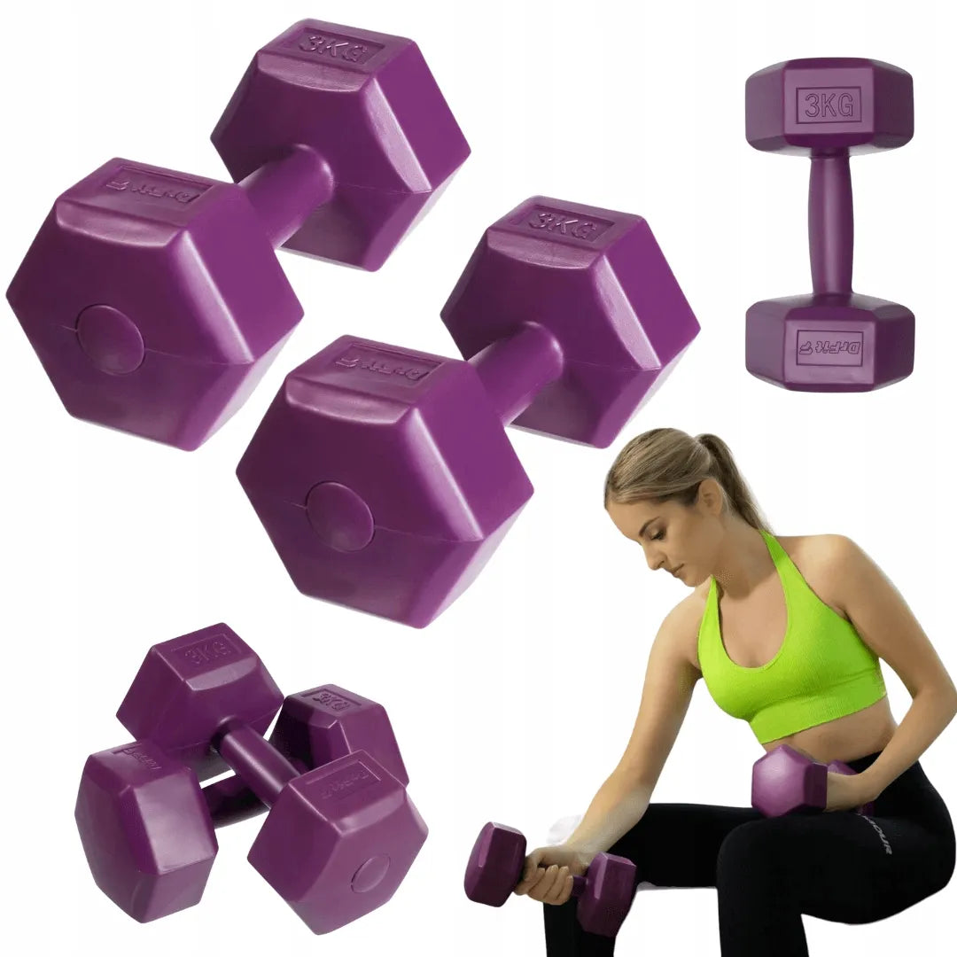 DrFit fitneso svarmenys, rankiniai hanteliai 2x 3 kg moterims