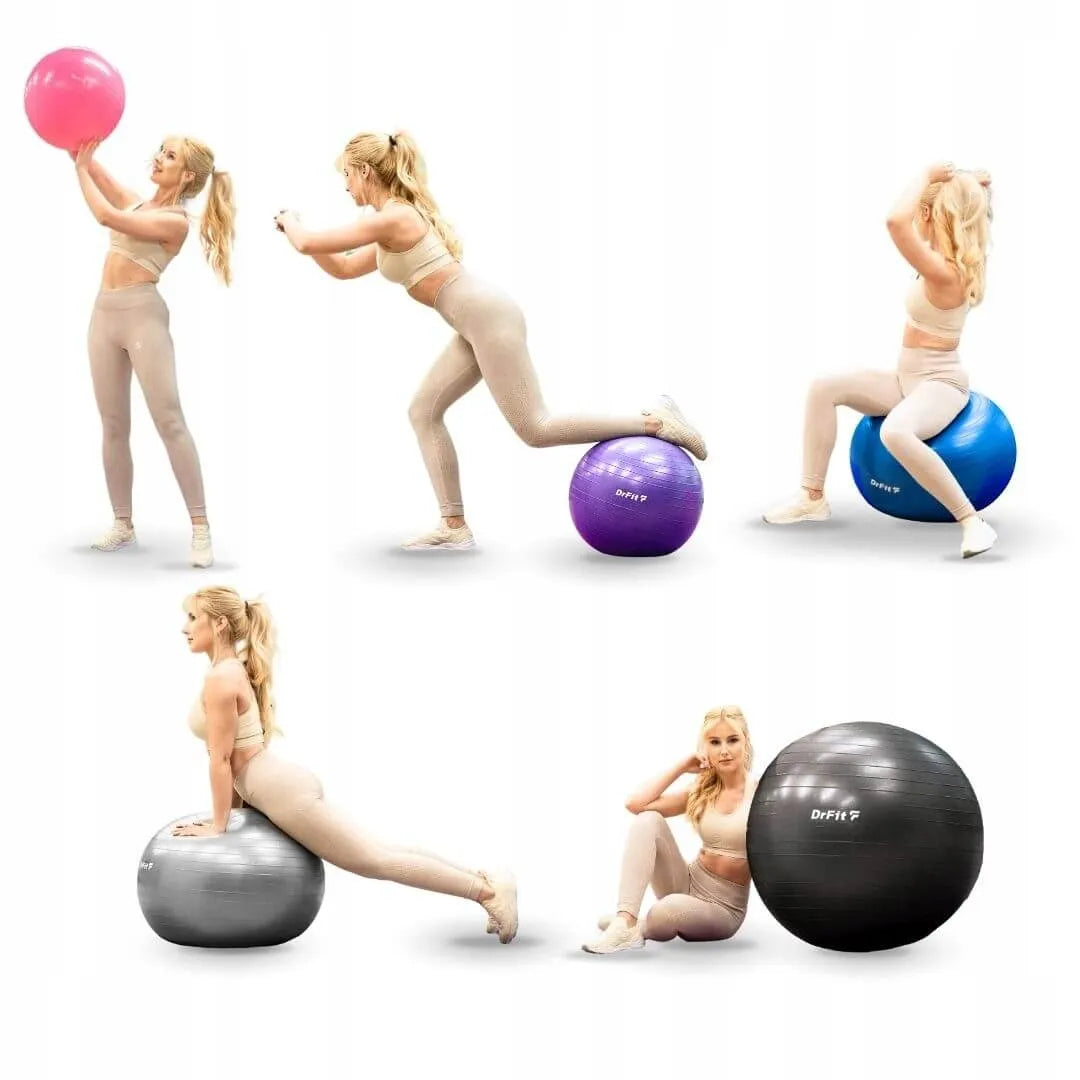 DrFit gimnastikos kamuolys fitnesui, pilatesui ir jogai, 75 cm, su pompa