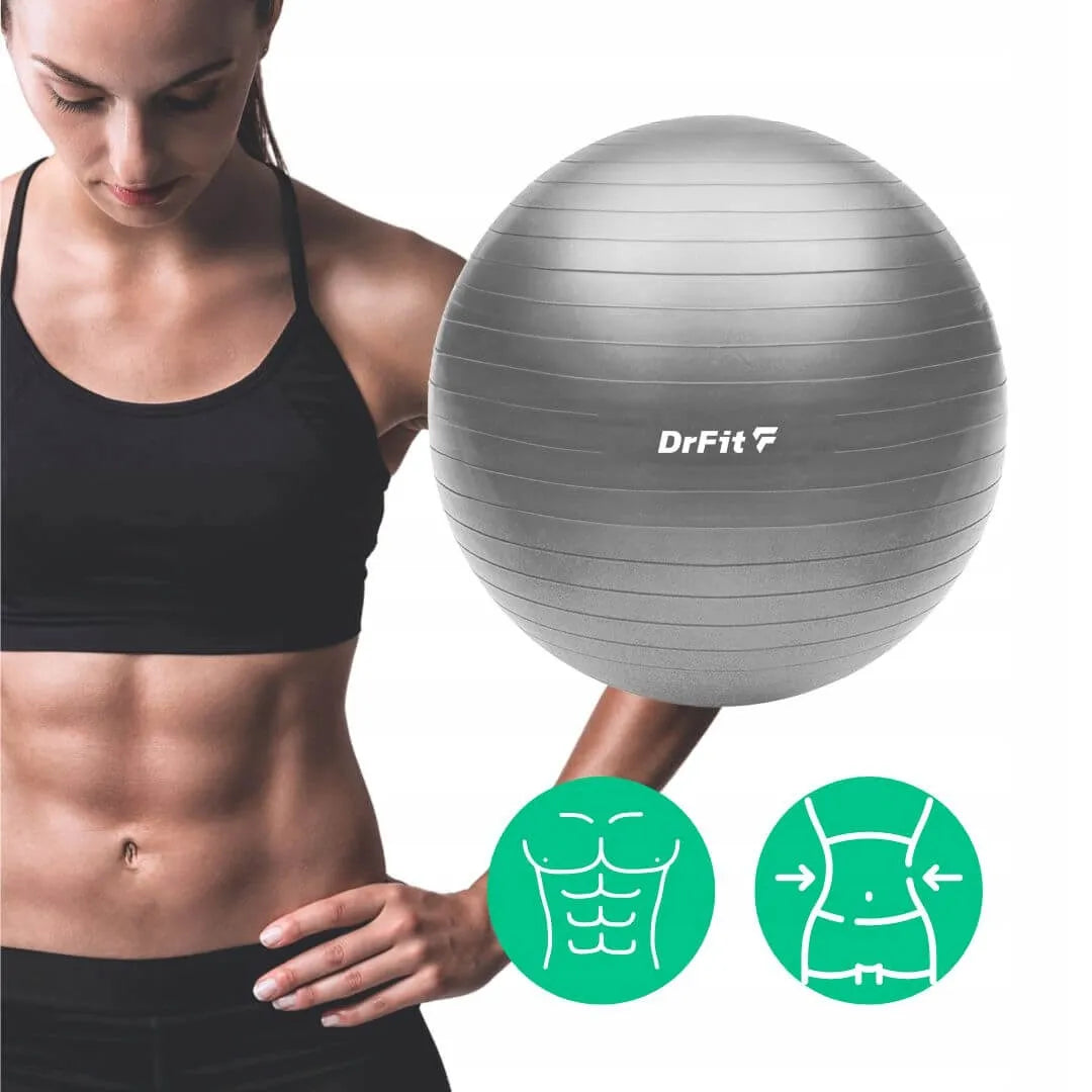 DrFit gimnastikos kamuolys fitnesui, pilatesui ir jogai, 75 cm, su pompa