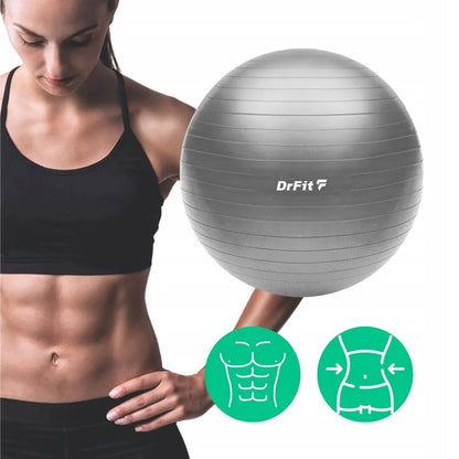 DrFit gimnastikos kamuolys fitnesui, pilatesui ir jogai, 75 cm, su pompa