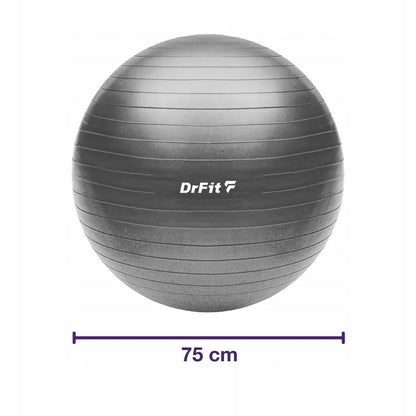 DrFit gimnastikos kamuolys fitnesui, pilatesui ir jogai, 75 cm, su pompa