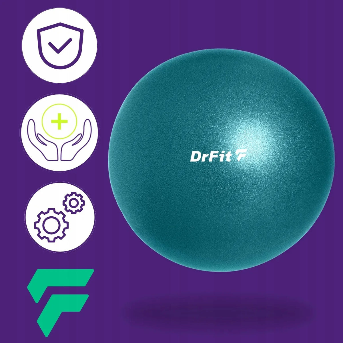 DrFit gimnastikos kamuolys fitnesui, pilatesui ir reabilitacijai, 25 cm, žalias