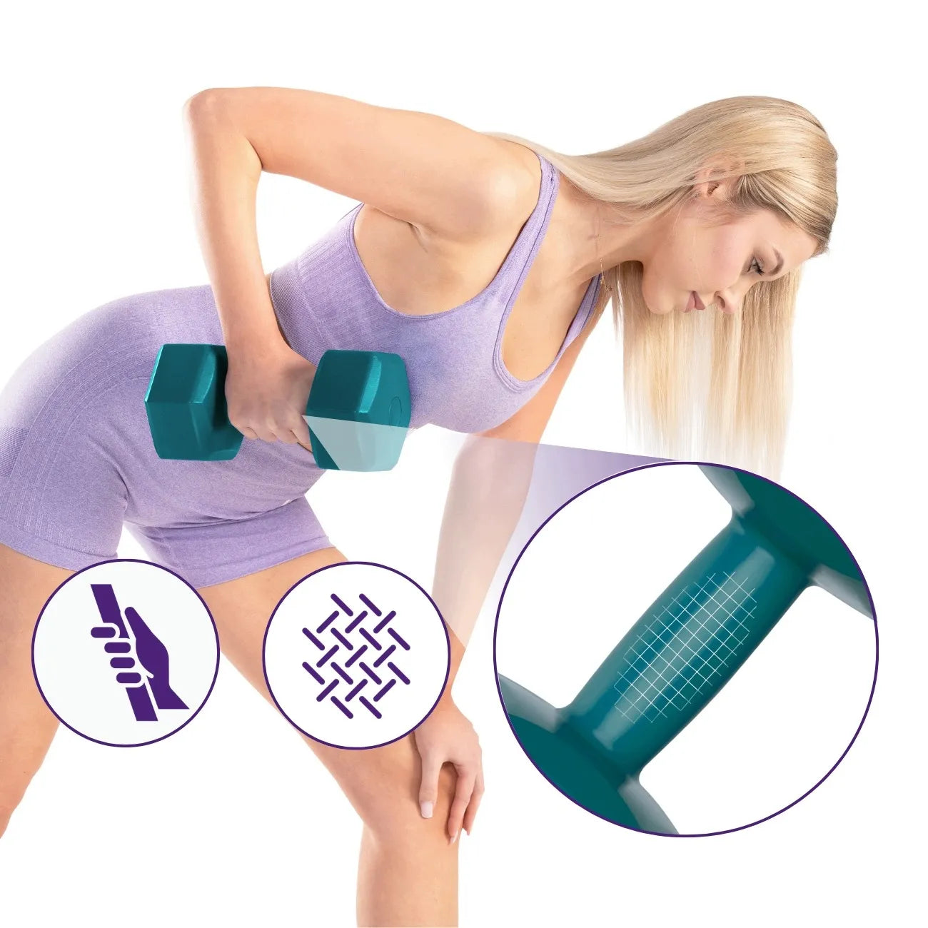 DrFit hanteli rinkinys fitnesui, šešiakampiai, 2x 5 kg, žali