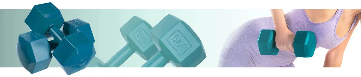DrFit hanteli rinkinys fitnesui, šešiakampiai, 2x 5 kg, žali