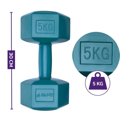 DrFit hanteli rinkinys fitnesui, šešiakampiai, 2x 5 kg, žali